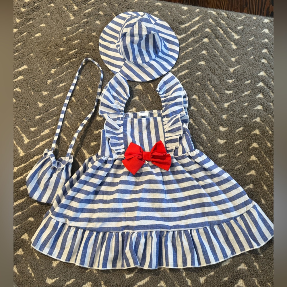 Blue & White Striped Baby Girl Dress